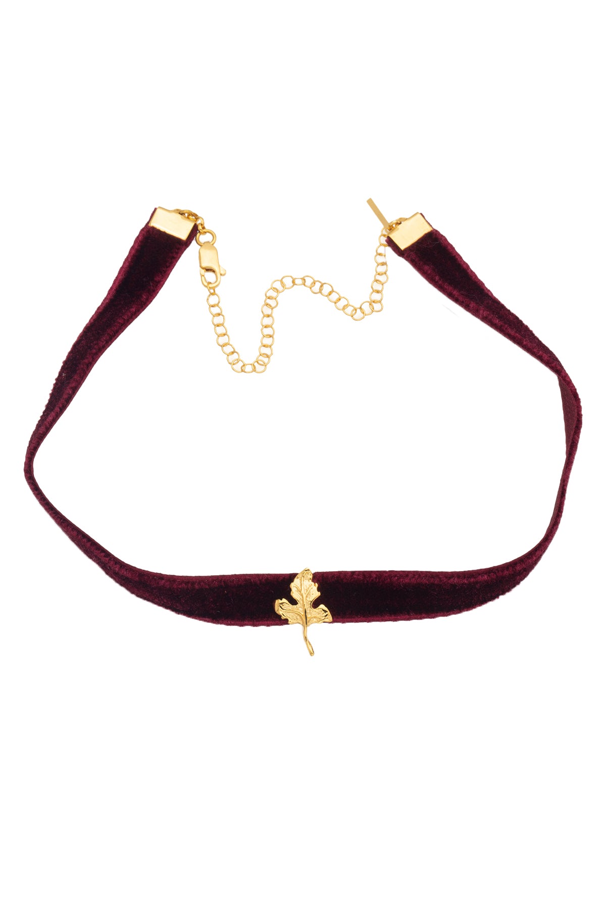 A gold-plated bronze and silver velvet rope choker necklace with a length of 30 + 5 cm, featuring a decorative element in the center.