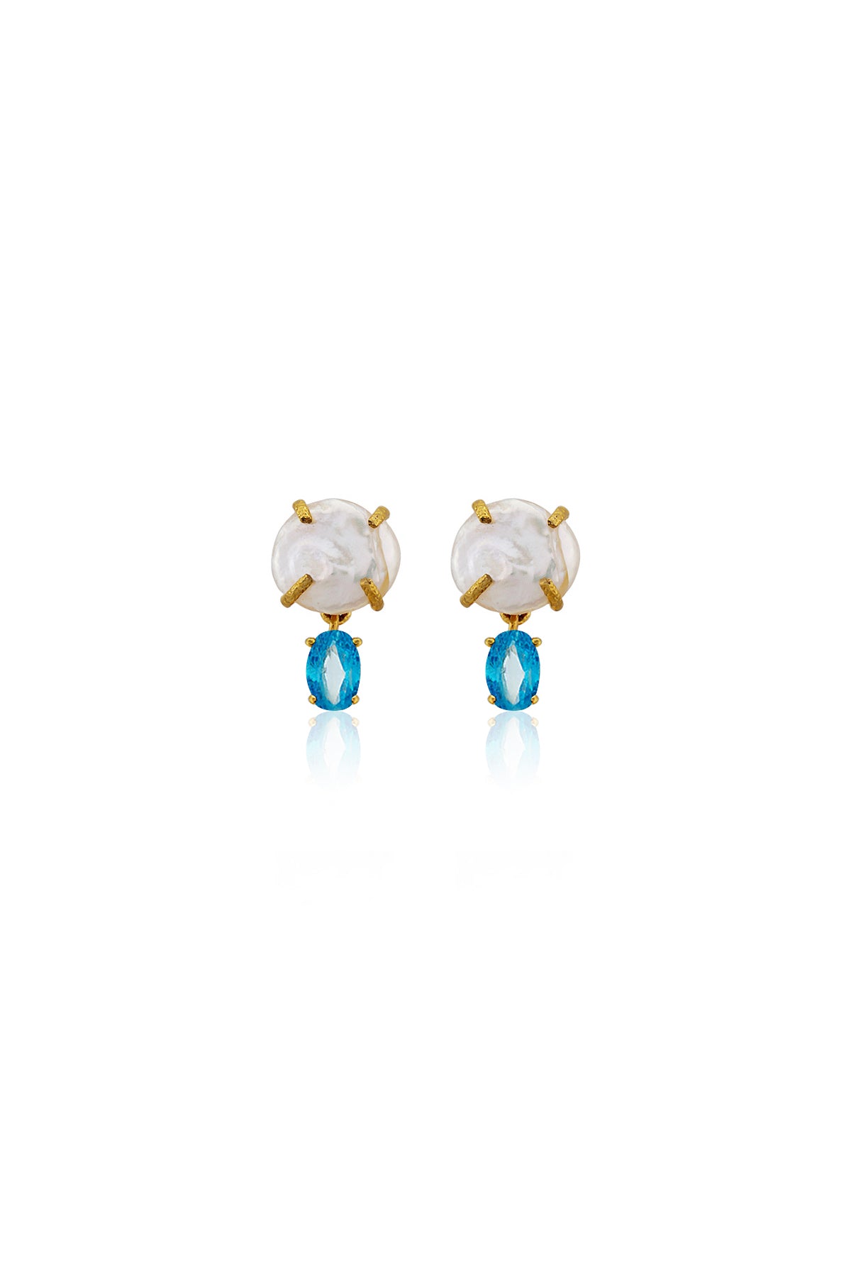 Pair of earrings with gemstones on a white background