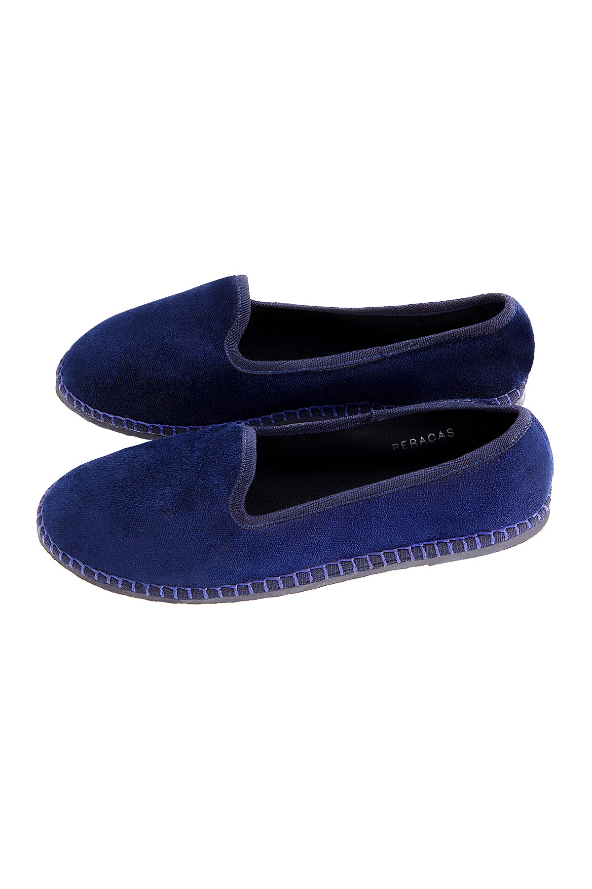 Pair of blue slippers on a white background